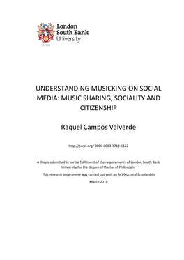 MUSIC SHARING, SOCIALITY and CITIZENSHIP Raquel Campos