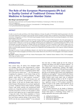 (Ph Eur) in Quality Control of Traditional Chinese Herbal Medicine in European Member States