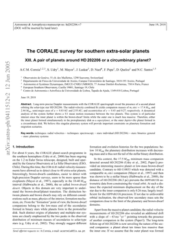 A Pair of Planets Around HD 202206 Or a Circumbinary Planet? in the Stellar Protoplanetary Disk, the Inner Planet Likely Also Table 1