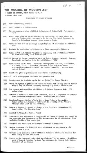Chronology of Edward Steichen