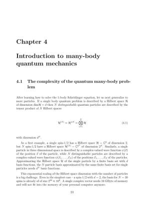 Chapter 4 Introduction to Many-Body Quantum Mechanics