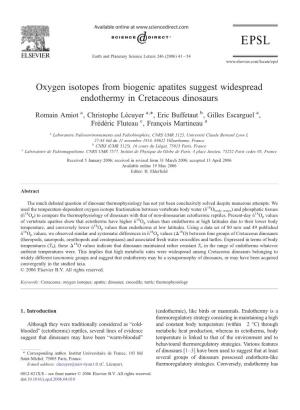 Oxygen Isotopes from Biogenic Apatites Suggest Widespread