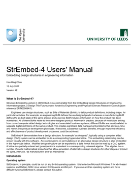 Strembed-4 Users' Manual Embedding Design Structures in Engineering Information