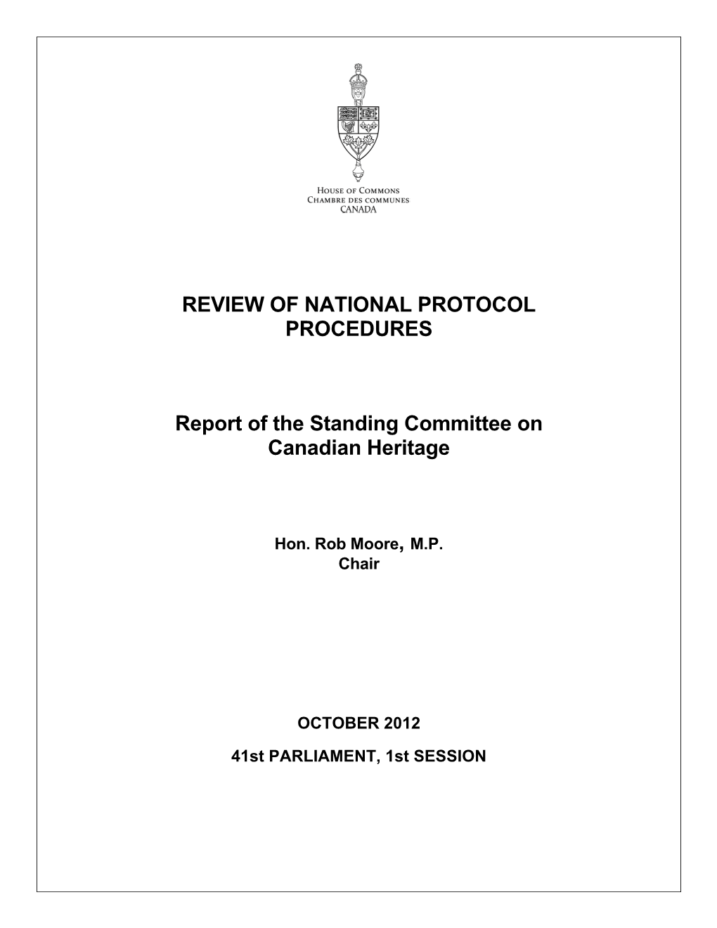 REVIEW of NATIONAL PROTOCOL PROCEDURES Report of The