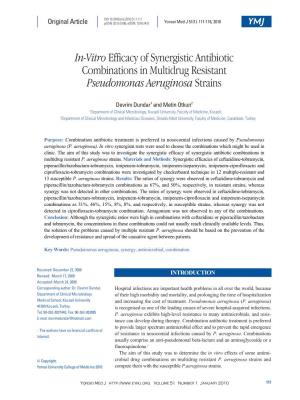 In-Vitroefficacy of Synergistic Antibiotic Combinations In
