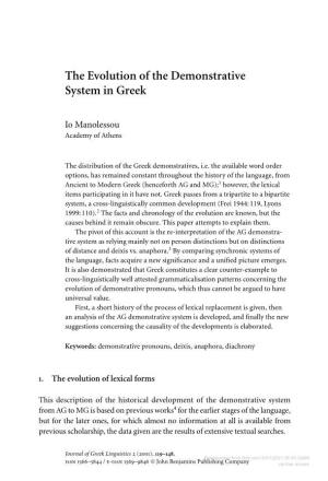 The Evolution of the Demonstrative System in Greek"