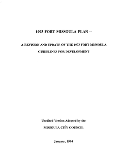 1993 Fort Missoula Plan