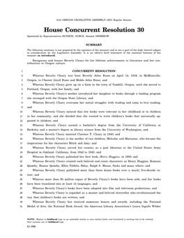 House Concurrent Resolution 30 Sponsored by Representatives HUDSON, NOBLE, Senator DEMBROW