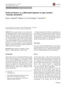 Prefoveal Floaters As a Differential Diagnosis to Optic Neuritis