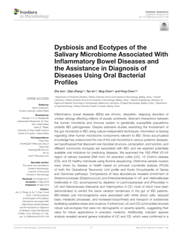 Dysbiosis and Ecotypes of the Salivary Microbiome Associated with Inﬂammatory Bowel Diseases and the Assistance in Diagnosis of Diseases Using Oral Bacterial Proﬁles