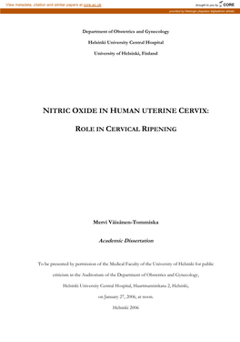 Nitric Oxide in Human Uterine Cervix: Role in Cervical Ripening