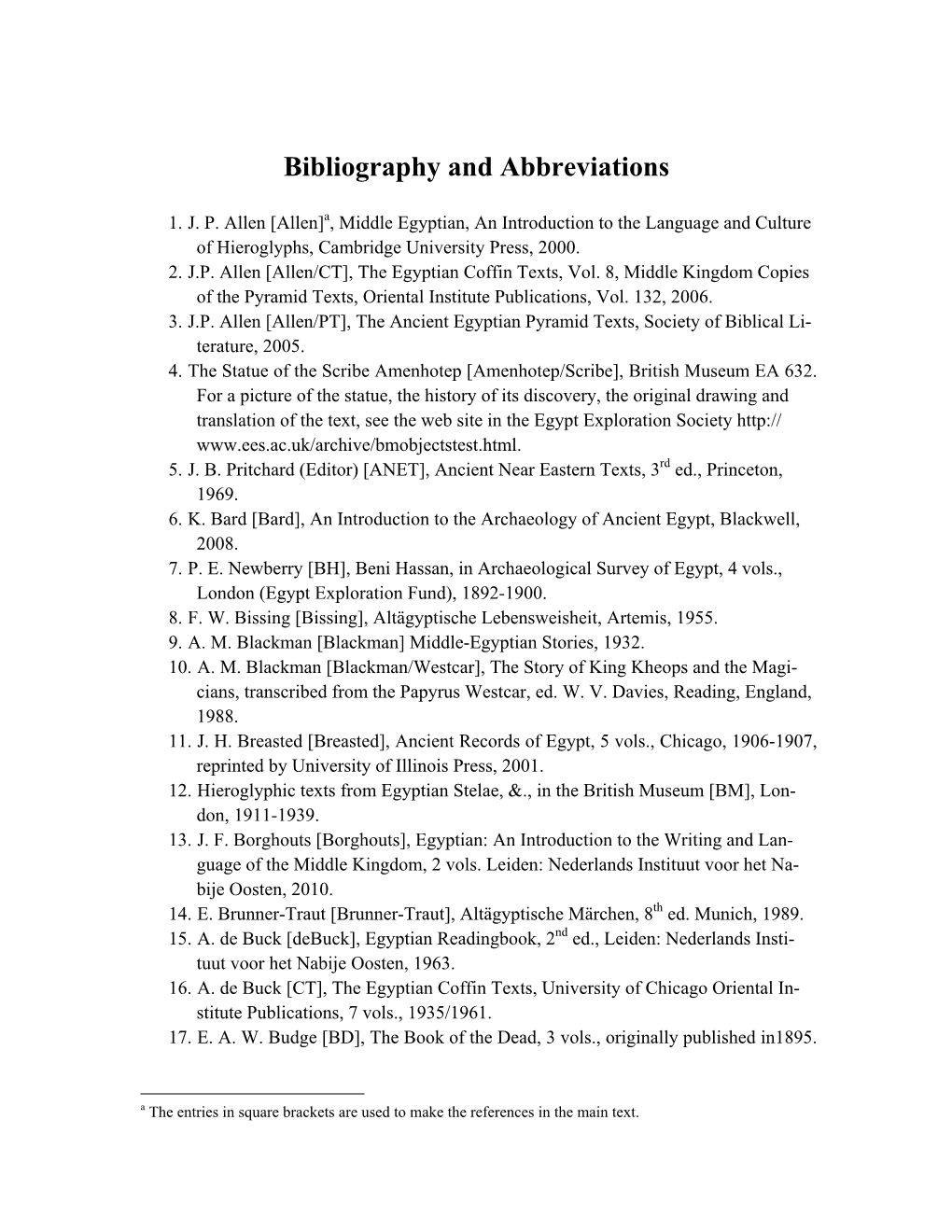 Bibliography and Abbreviations