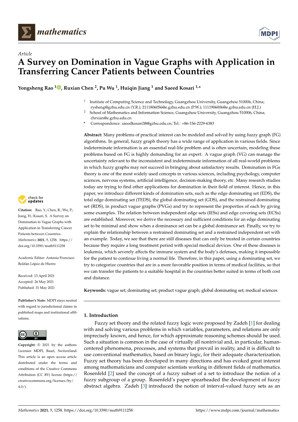 A Survey on Domination in Vague Graphs with Application in Transferring Cancer Patients Between Countries