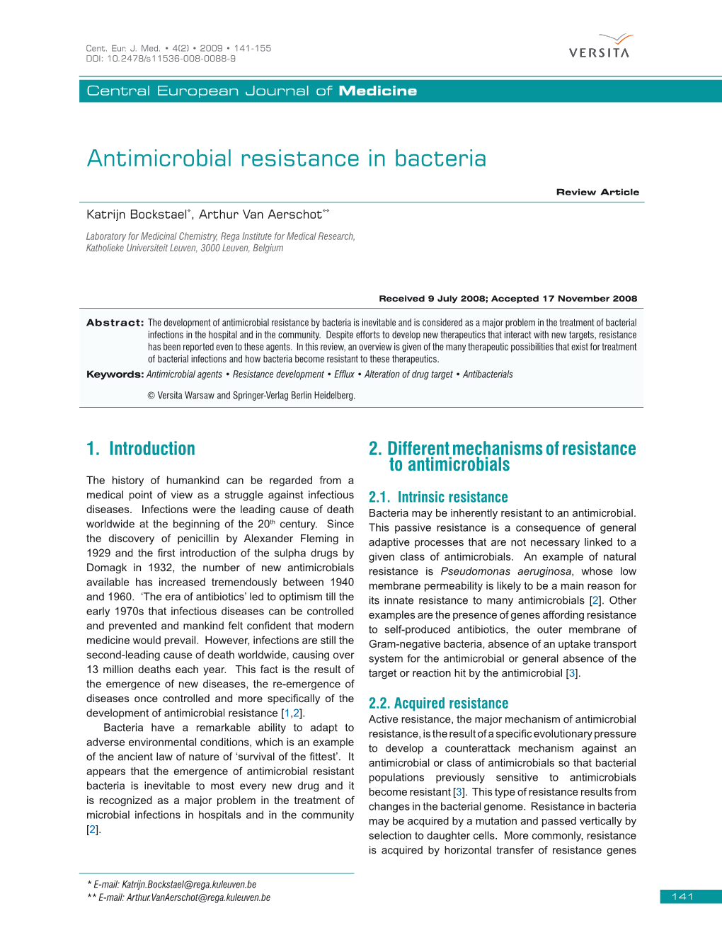 Antimicrobial Resistance in Bacteria