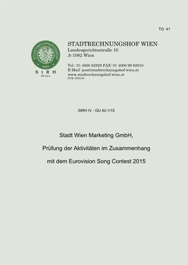 Stadt Wien Marketing Gmbh, Prüfung Der Aktivitäten Im Zusammenhang