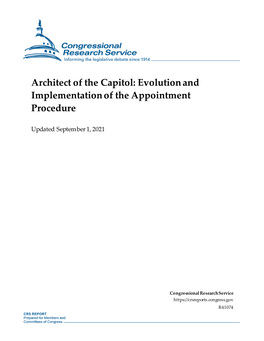 Architect of the Capitol: Evolution and Implementation of the Appointment Procedure