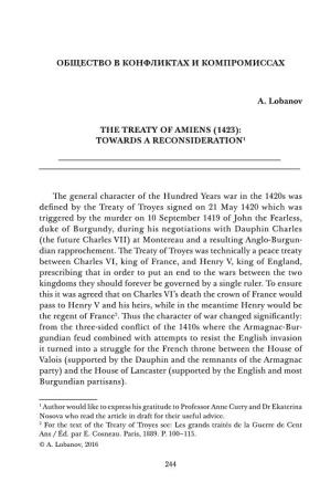 The Treaty of Amiens (1423): Towards a Reconsideration1