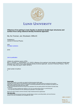 Influence of Ion Pairing in Ionic Liquids on Electrical Double Layer Structures and Surface Force Using Classical Density Functional Approach