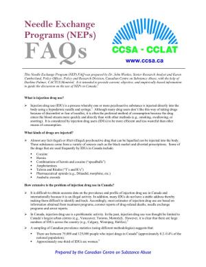 Needle Exchange Programs (Neps) Faqs