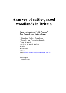 Report on the Cattle in Woodland Inventory