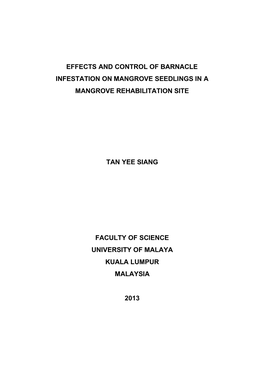 Effects and Control of Barnacle Infestation on Mangrove Seedlings in a Mangrove Rehabilitation Site