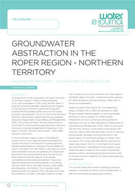 Northern Territory Developing the North – Groundwater and Agriculture