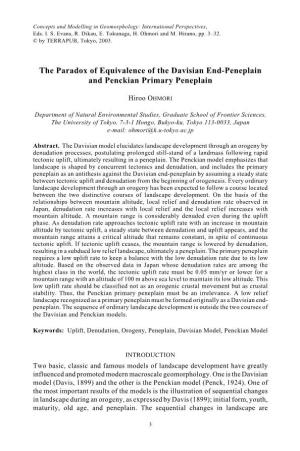 The Paradox of Equivalence of the Davisian End-Peneplain and Penckian Primary Peneplain