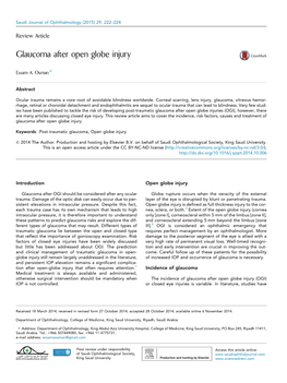 Glaucoma After Open Globe Injury