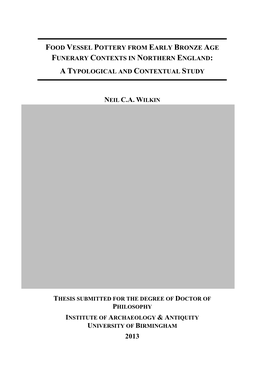 Food Vessel Pottery from Early Bronze Age Funerary Contexts in Northern England: a Typological and Contextual Study
