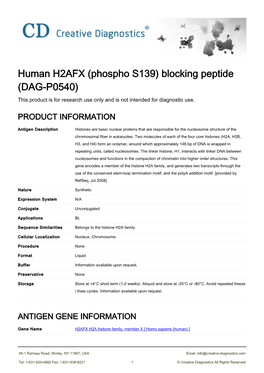 Human H2AFX (Phospho S139) Blocking Peptide (DAG-P0540) This Product Is for Research Use Only and Is Not Intended for Diagnostic Use