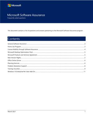 Contents Microsoft Software Assurance
