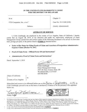 Case 19-11240-LSS Doc 641 Filed 09/03/19 Page 1 of 506 Case 19-11240-LSS Doc 641 Filed 09/03/19 Page 2 of 506