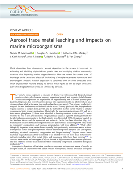Aerosol Trace Metal Leaching and Impacts on Marine Microorganisms