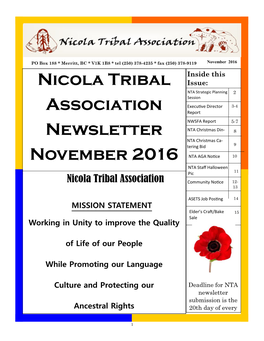 Nicola Tribal Association Newsletter