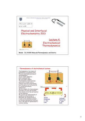 Physical and Interfacial Electrochemistry 2013 Lecture 4