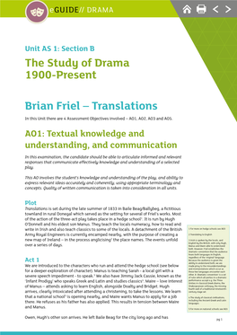 The Study of Drama 1900-Present Brian Friel – Translations