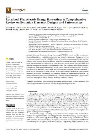 Rotational Piezoelectric Energy Harvesting: a Comprehensive Review on Excitation Elements, Designs, and Performances