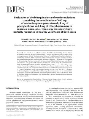 Evaluation of the Bioequivalence of Two Formulations Containing The