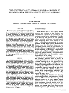 The Echinogammarus Berilloni-Group, a Number of Predominantly Iberian Amphipod Species (Crustacea)