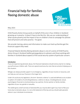 Financial Help for Families Fleeing Domestic Abuse