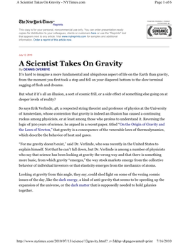 A Scientist Takes on Gravity - Nytimes.Com Page 1 of 6