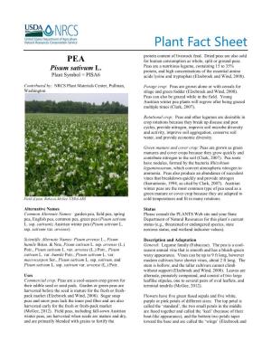Pea (Pisum Sativum L.) Plant Fact Sheet