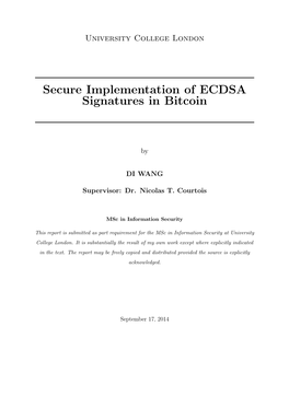 Secure Implementation of ECDSA Signatures in Bitcoin