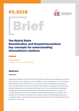 The Hybrid State Destatization and Neopatrimonialism: Key Concepts for Understanding International Relations