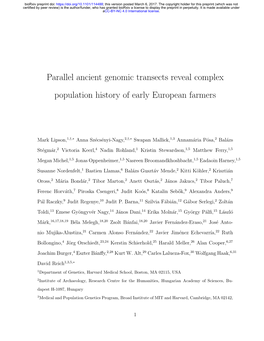Parallel Ancient Genomic Transects Reveal Complex Population History of Early European Farmers