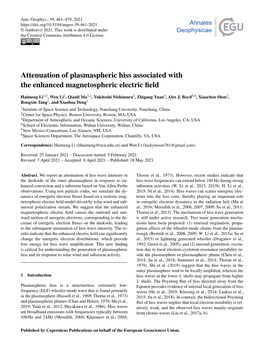 Attenuation of Plasmaspheric Hiss Associated with the Enhanced Magnetospheric Electric ﬁeld