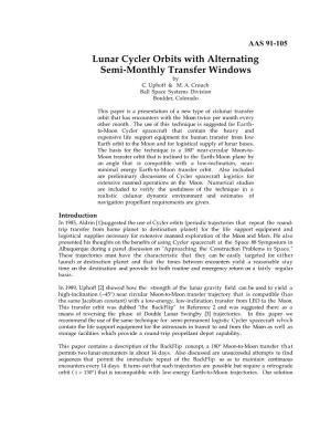Lunar Cycler Orbits with Alternating Semi-Monthly Transfer Windows by C