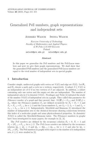 Generalized Pell Numbers, Graph Representations and Independent Sets