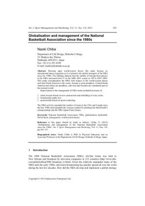 Globalisation and Management of the National Basketball Association Since the 1980S