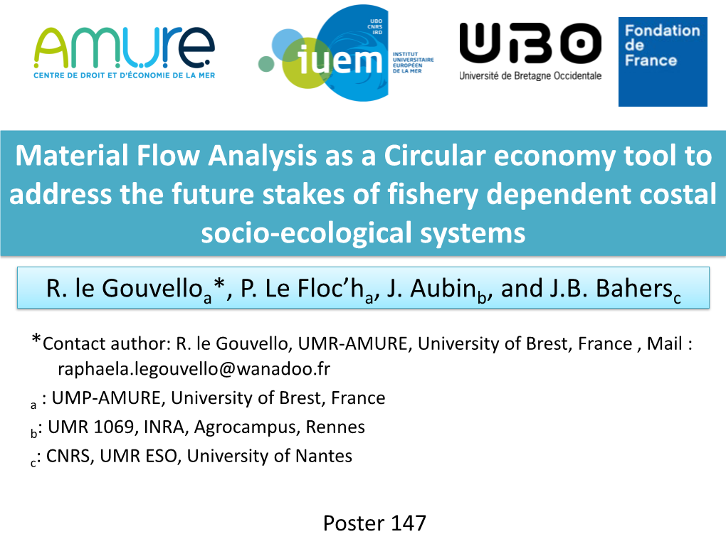 Material Flow Analysis As a Circular Economy Tool to Address the Future Stakes of Fishery Dependent Costal Socio-Ecological Systems